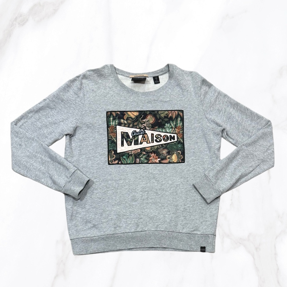 Scotch & Soda Women’s Gray Chalet Maison Crewneck Sweatshirt, Size M‎ - Picture 2 of 9